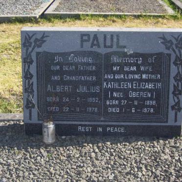 PAUL Albert Julius 1892-1978 &amp; Kathleen Elizabeth OBEREN 1898-1978