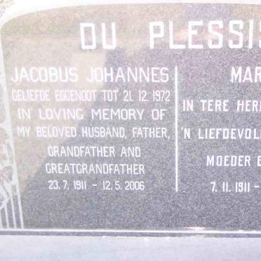 PLESSIS Jacobus Johannes, du 1911-2006 &amp; Marion 1911-1972