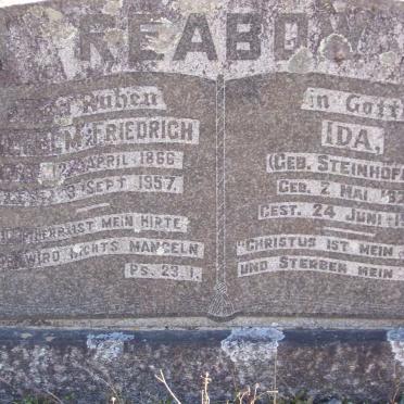 REABOW Wilhelm Friedrich 1866-1957 &amp; Ida STEINHOFEL 1876-1948