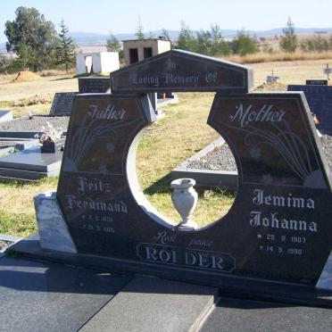 ROEDER Fritz Ferdinand 1896-1986 &amp; Jemima Johanna 1907-1990