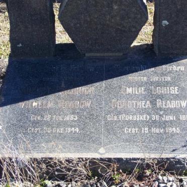 REABOW August Friedrich Wilhelm 1863-1944 &amp; Emilie Louise Dorothea PORUSKE 1866-1945