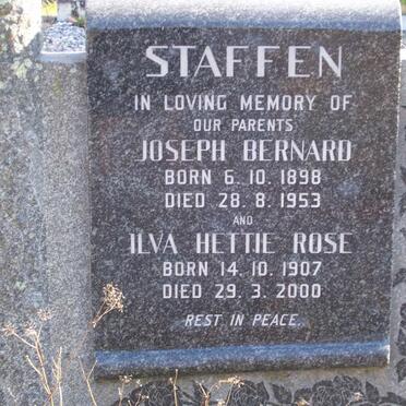STAFFEN Joseph Bernard 1898-1953 &amp; Ilva Hettie Rose 1907-2000