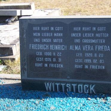 WITTSTOCK Friedrich Heinrich 1900-1976 &amp; Alma Vera Frieda 1920-1999