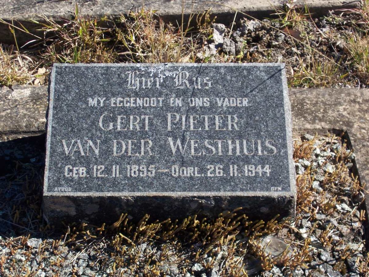 WESTHUIS Gert Pieter, van der 1895-1944