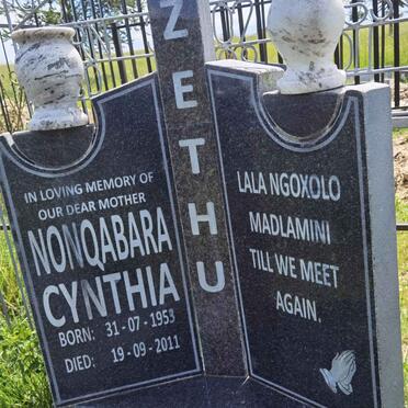 ZETHU Nonqabara Cynthia 1953-2011