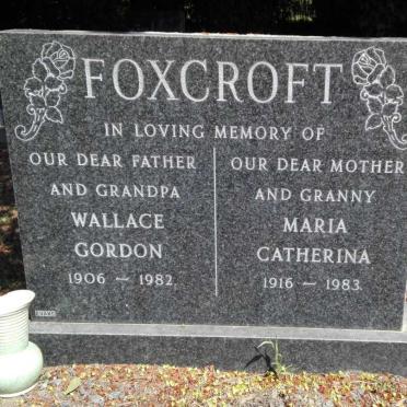 FOXCROFT Wallace Gordon 1906-1982 &amp; Maria Catherina 1916-1983