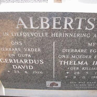 ALBERTS Gerhardus David 1926- &amp; Thelma Irene KILLIAN 1931-1980