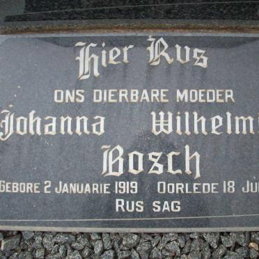 BOSCH Johanna Wilhelmina 1919-1998