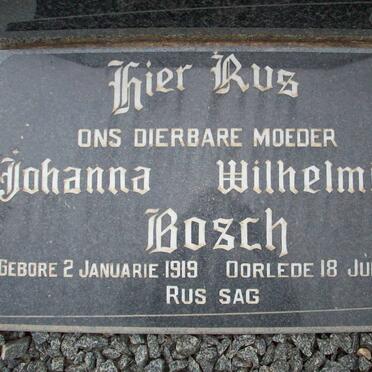 BOSCH Johanna Wilhelmina 1919-1998