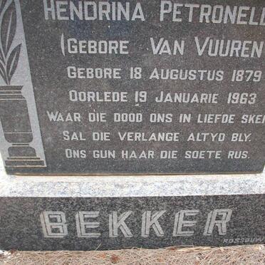 BEKKER Hendrina Petronella nee VAN VUUREN 1879-1963