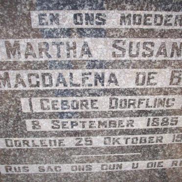 BEER Martha Susanna Magdalena, de nee DORFLING 1885-1953