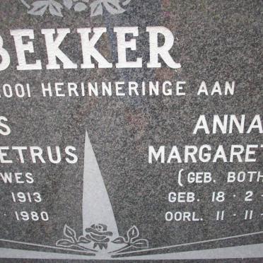 BEKKER Jacobus Coenraad Petrus 1913-1980 &amp; Anna Margaretha BOTHA 1909-2003