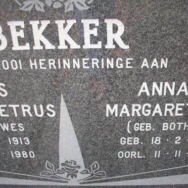 BEKKER Jacobus Coenraad Petrus 1913-1980 &amp; Anna Margaretha BOTHA 1909-2003