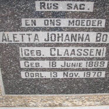 BOTHA Dawid Herculaas 1886-1954 &amp; Aletta Johanna CLAASSEN 1889-1970