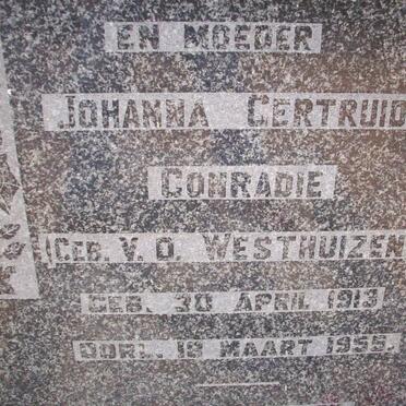 CONRADIE Johanna Gertruida nee V.D.WESTHUIZEN 1913-1955