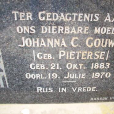 GOUWS Johanna C. nee PIETERSE 1883-1970