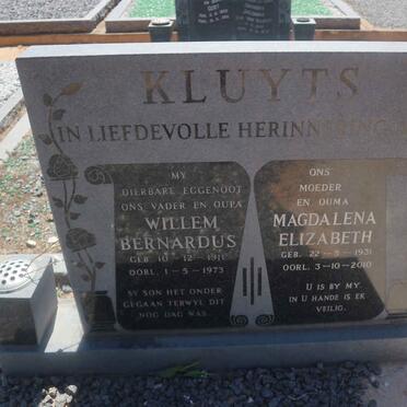 KLUYTS Willem Bernardus 1911-1973 &amp; Magdalena Elizabeth 1931-2010