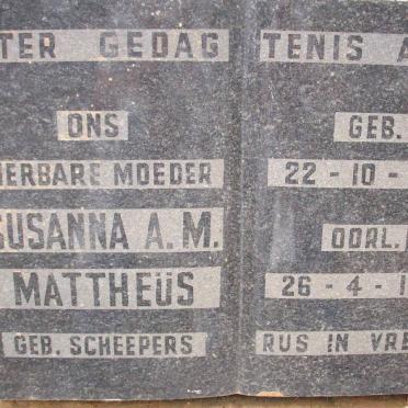 MATTHEUS Susanna A.M. nee SCHEEPERS 1876-1962