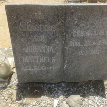 MATTHEUS Johanna nee SLABBERT 1910-1943