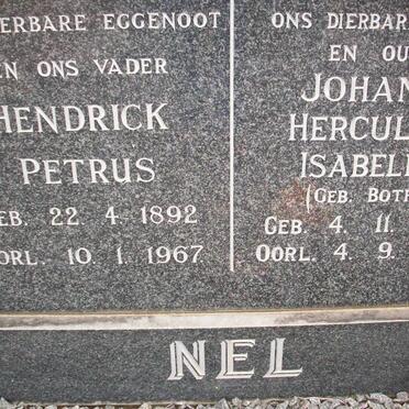 NEL Hendrick Petrus 1892-1967 &amp; Johanna Herculina Isabella BOTHA 1884-1974