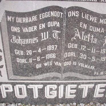 POTGIETER Johannes W.T. 1897-1966 &amp; Aletta H. 1902-1971