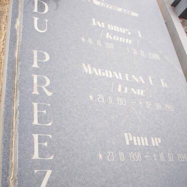 PREEZ Jacobus J., du 1910-2000 &amp; Magdalena C.G. 1913-1997 :: DU PREEZ Philip 1950-1994