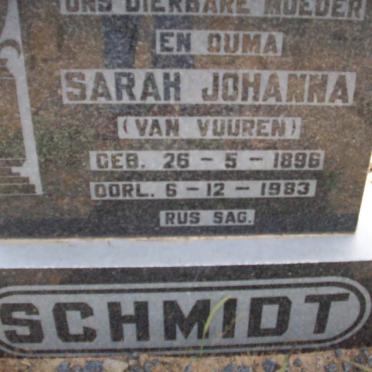 SCHMIDT Sarah Johanna nee VAN VUUREN 1896-1983