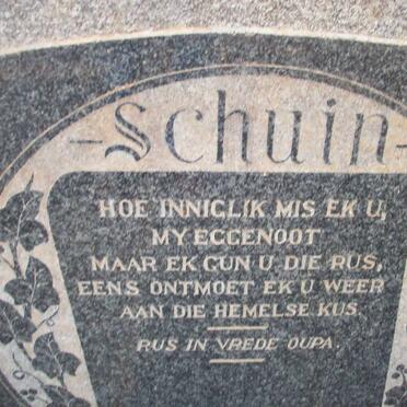 SCHUIN Hendrik Jacobus 1891-1950 &amp; Gezina Maria VAN DER WESTHUIZEN 1892-1960