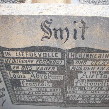 SMIT Louis Abraham Francois 1889-1959 &amp; Aletta Petronella NEL 1900-1983