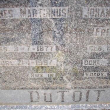 TOIT Johannes Martinus, du 1877-1957 &amp; Johanna Jacoba Fredericka 1881-1941