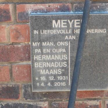 MEYER Hermanus Bernadus 1931-2016