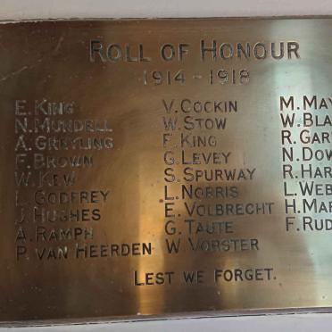 4. WWI Roll of Honour 1914-1918