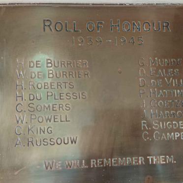 Eastern Cape, TARKASTAD, Anglican Church, Memorials