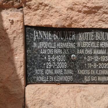 BOUWER Jannie 1930-2009 &amp; Kotie 1934-2020