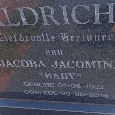 ALDRICH Jacoba Jacomina 1922-2016