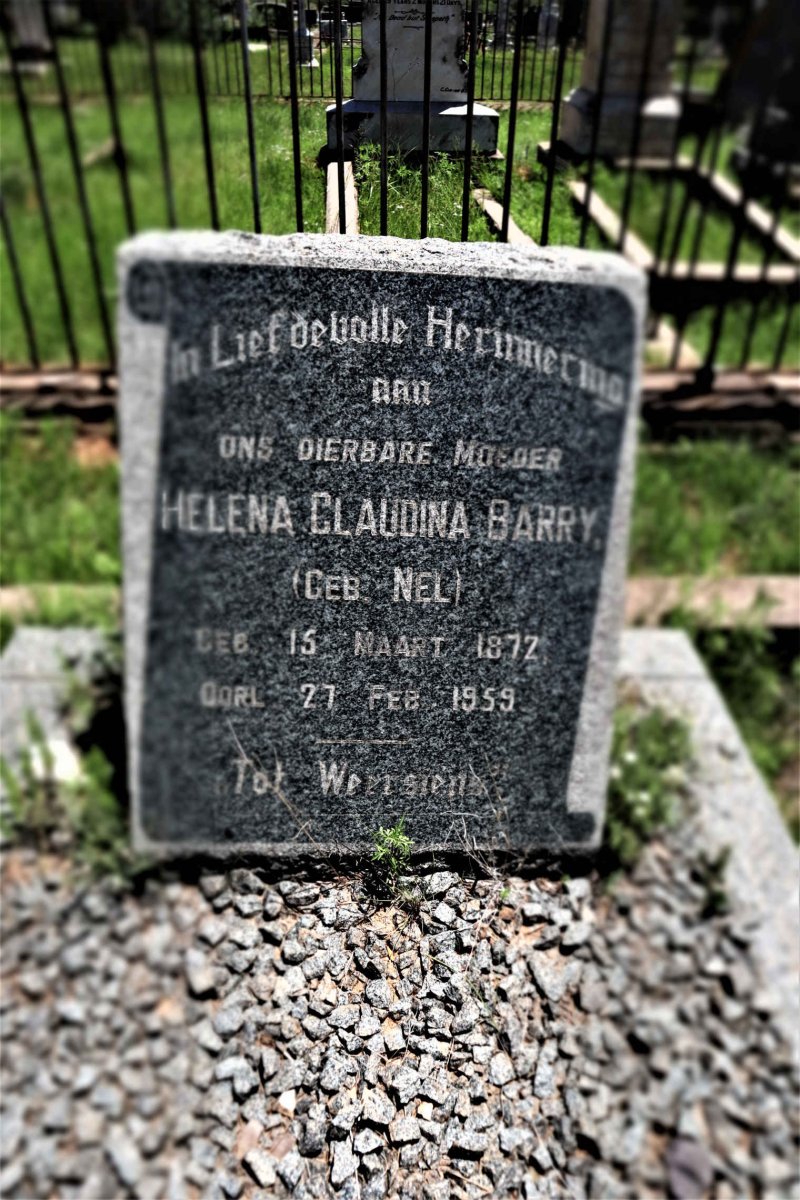 BARRY Helena Claudina nee NEL 1872-1959