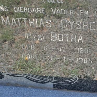 BOTHA Matthias Gysbert 1918-1985 &amp; Hendrina Jacomina 1917-1977