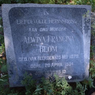 BLOM Alwina Francina nee VAN HEERDEN 1879-1954