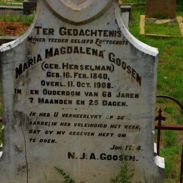 GOOSEN Maria Magdalena nee HERSELMAN 1840-1908