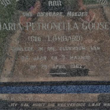 GOOSEN Maria Petronella nee LOMBARD -1962