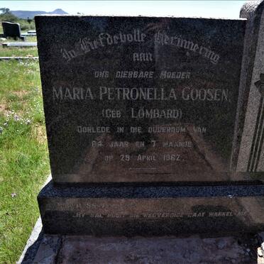 GOOSEN Maria Petronella nee LOMBARD -1962