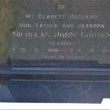 GOOSEN Nicholas John 1896-1976 &amp; Helena Joyce PENBERTHY 1907-1997