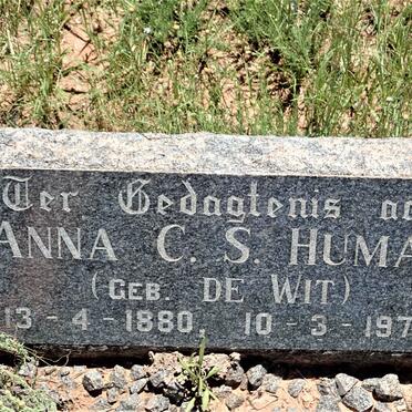 HUMAN Anna C.S. nee DE WIT 1880-1970