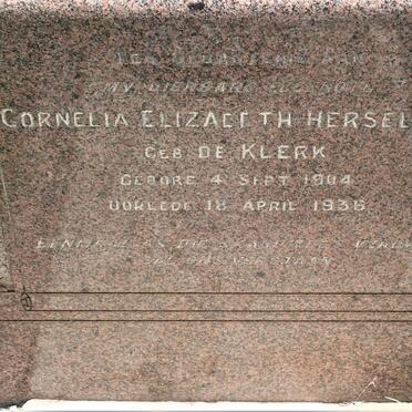 HERSELMAN Cornelia Elizabeth nee DE KLERK 1904-1936