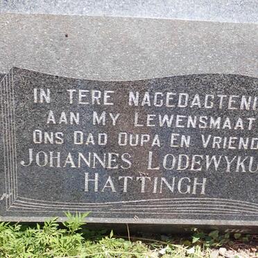 HATTINGH Johannes Lodewykus 1910-1974 &amp; Helena Catharina 1913-2008