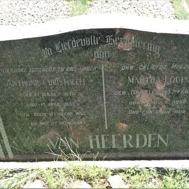 HEERDEN Anthonie Christoffel, van 1870-1952 &amp; Martha Louisa DU PLESSIS 1885-1960