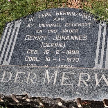 MERWE Gerrit Johannes, van der 1898-1970