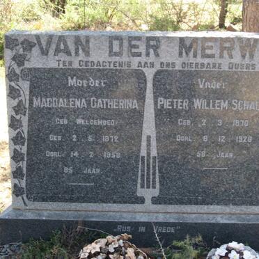 MERWE Pieter Willem Schalk, van der 1870-1928 &amp; Magdalena Catherina WELGEMOED 1872-1958
