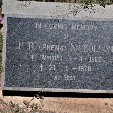 NICHOLSON P.R. nee NAUDE 1902-1978