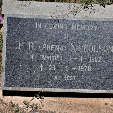 NICHOLSON P.R. nee NAUDE 1902-1978